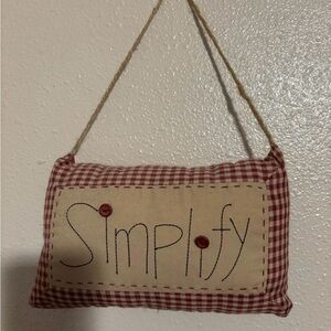 Red and Cream 'Simplify' Hanging Pillow